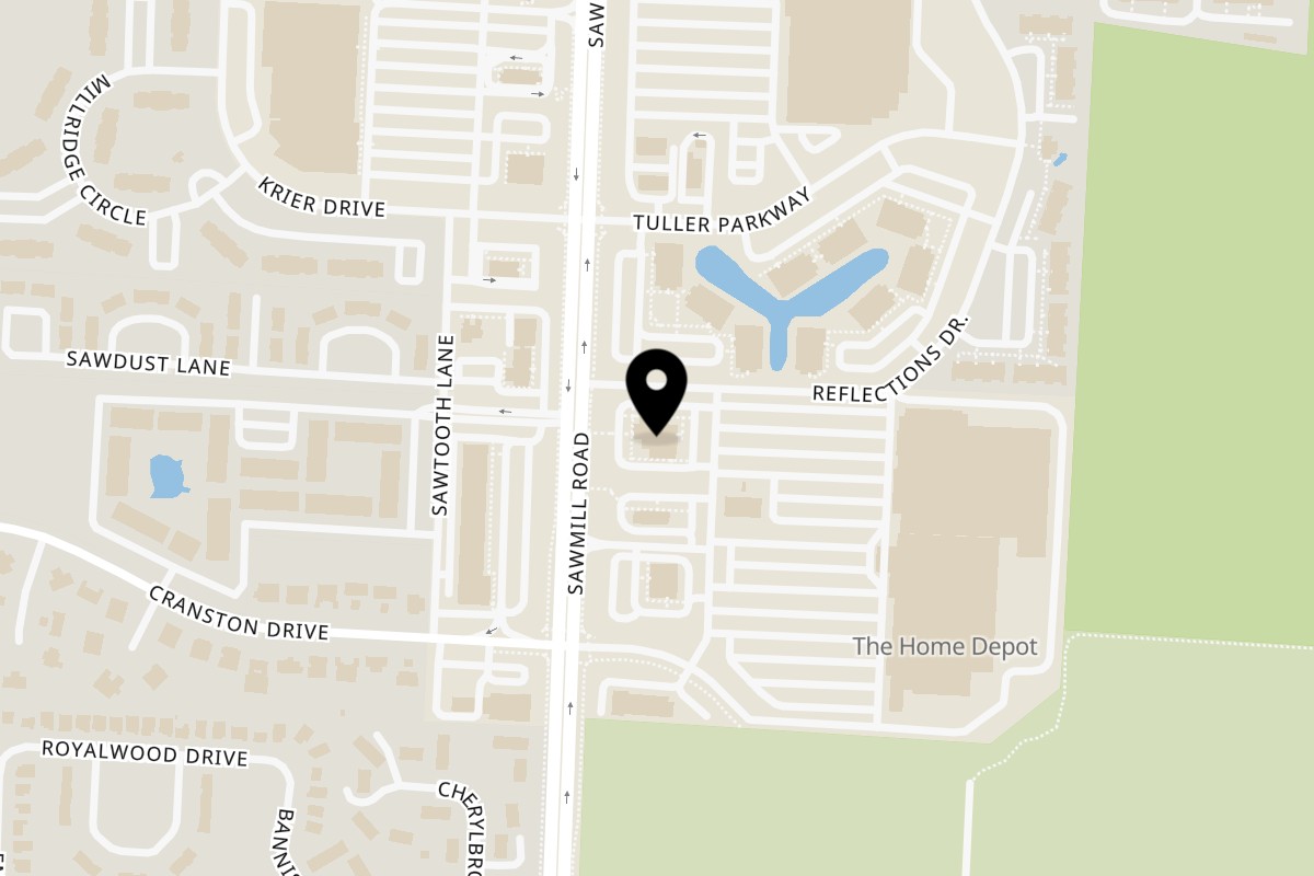 Map showing the location of Kyoto Japanese Steak House on 5874 Sawmill Road in Dublin